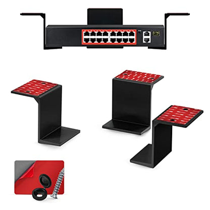 BRAINWAVZ 3” Under Desk Laptop & Device Holder Mount, Adhesive & Screw in, Devices Upto 3" - Small Computers Laptops MacBook Surface Keyboard Routers Modems Cable Box Network Switch & More (Black) - color: Black