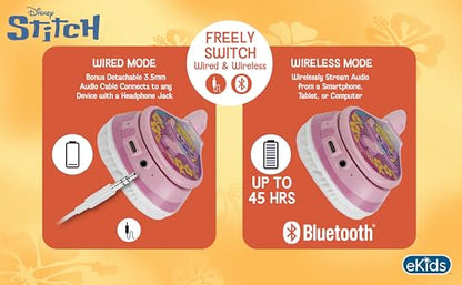 Disney Stitch Angel Bluetooth Headphones for Kids, Wireless Headphones - color: Angel