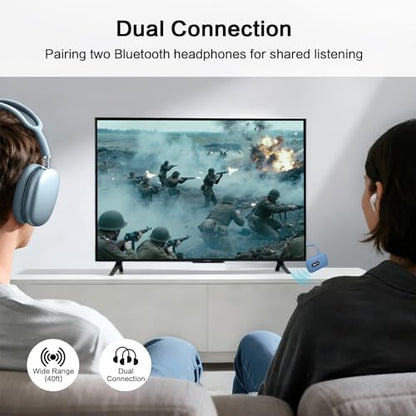 SIMOLIO Airplane Bluetooth Transmitter, 20 Hr Battery, Supports 2 Earbuds/Wireless Headphones, 3.5mm AUX Wireless Audio Transmitter for TV, Gym Equipment, Controller, MP3 Player - color: Blue