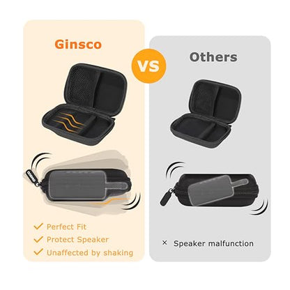 Ginsco Case for JBL Go 4 and Go 3- Ultra-Portable, Waterproof and Dustproof Bluetooth Speaker, for Go 3 - Mini Bluetooth Speaker, Travel Carrying Hard Case with Detachable Strap(Black) - color: Black