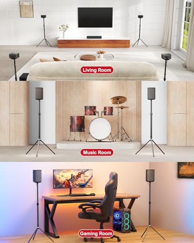 ULTIMEA Speaker Stands Pair, Height Adjustable Speaker Stand, Extends 24.4" to 36.6", Holds 6.6 lbs, Compatible with VIZIO, Sony, Bose, Polk, ULTIMEA Poseidon Series Surround Sound Speaker, Steady 300