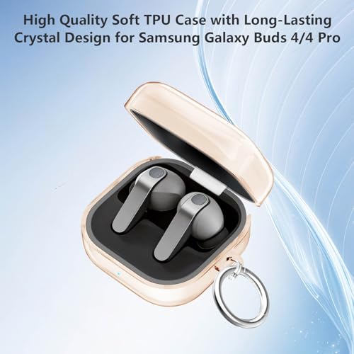for Samsung Galaxy Buds 4 Case/Galaxy Buds 4 Pro Case Clear,Flexible TPU Clear Cover for Samsung Galaxy Buds 4/4 Pro,Premium Skin with Keychain&Cleaning Pen,Samsung Earbuds Accessories-Gold - color: Clear Gold