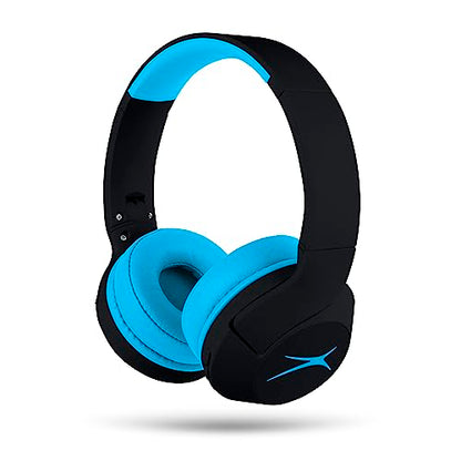 Altec Lansing Kid Safe Noise Cancelling Wireless Headphones 15H Battery, 85dB Volume Limit, Foldable Design Powerful Sound, Active Noise Cancellation Perfect for Kids Ages 7+ - color: Blackout Rockstar Blue