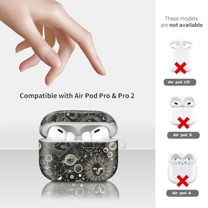 Compatiable for AirPod Pro 2nd/1st Generation Case,Lightweight & Durable Resistant Hard Case with Keychain,Stylish Design AirPod Case Cover for Women(Black Universe) - color: Black Universe