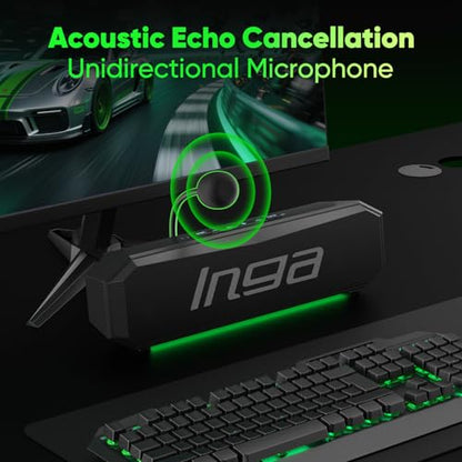 INGA Computer Speakers with Detachable Mic, Plug-and-Play USB Soundbar with Dynamic Lighting, Game/Music Modes, Compatible with PC, Laptop, PS5, Mac - size: Speaker with Mic