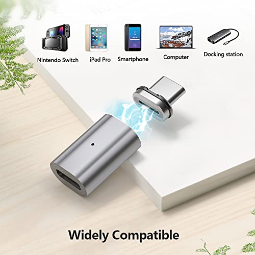 USB C Magnetic Adapter Straight 24 Pin Magnetic USB C Adapter Connector 120W PD Fast Charge 40Gbs 8K@60 Hz Data Transfer USB3.1, Grey - color: usb c magnetic adapter 1pack