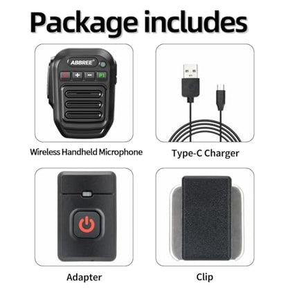 ABBREE Ham Radio Wireless Handheld Speaker Mic, 2 Pin Shoulder Microphone for Baofeng 5RM UV-5R,BF-F8HP PRO,AR-152,K5PLUS,GM-15Pro,UV-5G Plus UV-32 GM21 Walkie Talkie Accessories (Black) - color: Black