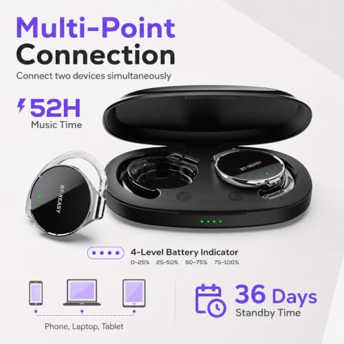 Micool On Ear Bluetooth Headphones, Open-Ear Headphones Wireless with 4-Mic ENC for Crystal Clear Calls, 52H Total Battery, Dual Device, Sport Clip On Headset for Running & Travel (Pure Black) - color: Pure Black