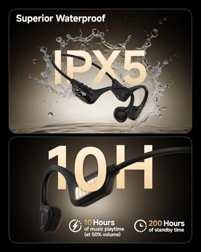 PSIER Bone Conduction Headphones, 2026 Upgrade Open Ear Running Headphones | Bluetooth 6.0, 10Hrs Playtime, 23g Lightweight Comfort, IPX5 Waterproof, Bone Conduction Earbuds with Mic for Gym, Workouts - color: Matte Black