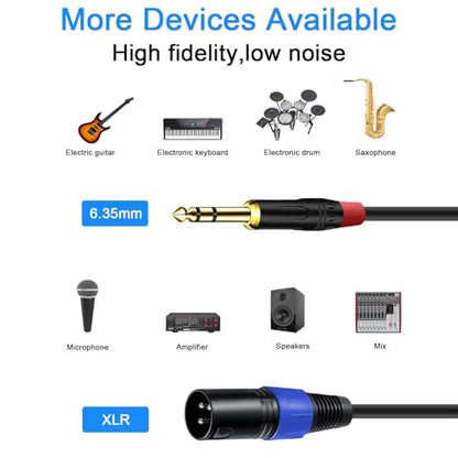 6.35mm Dual TRS to XLR Male Cable for Microphone, Mixer, Amplifier, 3.3 FT, Dual1/4 TRS to XLR Audio Cable, Y Splitter Patch Cord, 3-Pinxlr to Dual 1/4 Male Converter Adapter Cable - size: 3.3Ft, 1Pack, style: Dual 1/4 to XLR Male