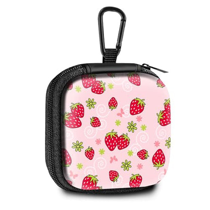 Square Data Cable Earbud Charger Coin Storage Bag Shockproof and Drop-Proof EVA Material Compatible with AirPod(Cute Strawberry) - color: Cute Strawberry