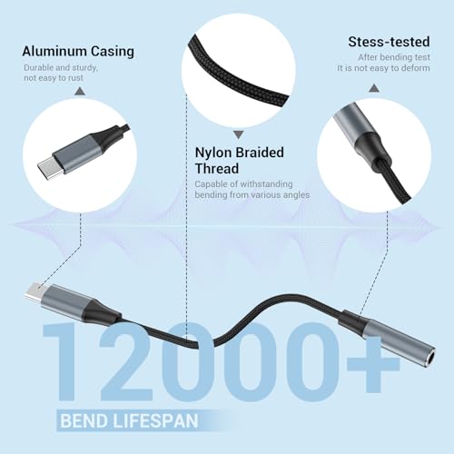 2pcs USB C to 3.5mm Female Headphone Jack Adapter - size: 4.6 IN-2PCS