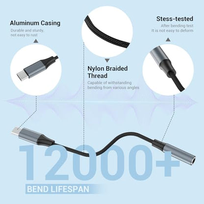 2pcs USB C to 3.5mm Female Headphone Jack Adapter - size: 4.6 IN-2PCS