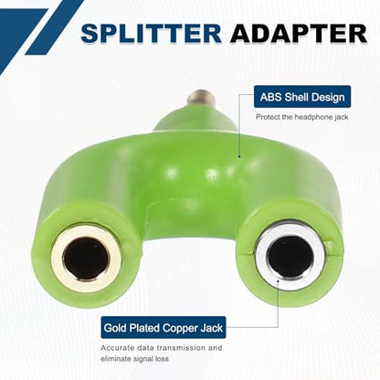 MECCANIXITY 2Pcs Headset Mic Splitter Adapter, 3.5mm Male to Dual Female Y Splitter Microphone and Audio Jack Adapter for PC Laptop Smartphone, Green - color: Green