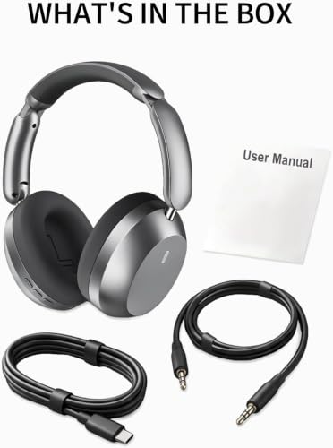 Wentronic Y04 Bluetooth Headphones Active Noise Cancelling Wireless Over Ear Headphones Foldable High Sound Quality Headphones with Soft Ear Cushion for Travel - Grey - color: Grey