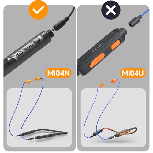 2pcs Replacement Work Earbuds Cables for Model#MI04N Wireless Neckband Replaceable Earbuds (Grey & Yellow) - color: Grey & Yellow