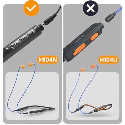 2pcs Replacement Work Earbuds Cables for Model#MI04N Wireless Neckband Replaceable Earbuds (Grey & Yellow) - color: Grey & Yellow