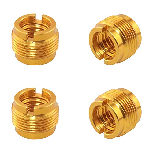4pcs Mic Stand Adapter Aluminum 5/8" Male to 3/8" Female Screw Adapter for Microphone Stand Clips Mic Stand Holder Adapter, Gold