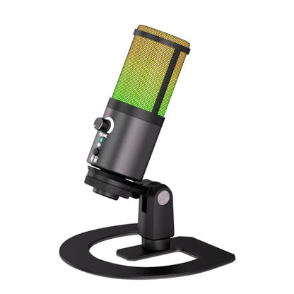 G-MARK MK6 RGB USB Condenser Microphone, Gaming Microphone for Podcasts, Streaming, Broadcasting, Condenser Mic with Cardioid, Omnidirectional, Compatible with PS4/5/PC