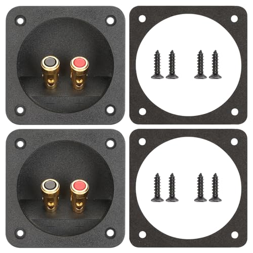 3.1 in Square Push Spring Speaker Terminal, 2 Pack | Features 2-Way Subwoofer Terminal Cup with Gold Plated Binding Posts; Bare Wire Connection. - color: 3.1 Inch Square Push Spring, size: 2