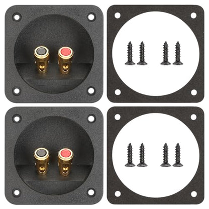 3.1 in Square Push Spring Speaker Terminal, 2 Pack | Features 2-Way Subwoofer Terminal Cup with Gold Plated Binding Posts; Bare Wire Connection. - color: 3.1 Inch Square Push Spring, size: 2