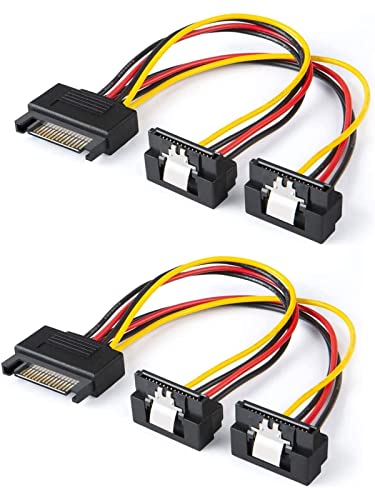 CableCreation SATA Power Cable,2-Pack 6-Inch 15Pin SATA to 2xSATA Cable