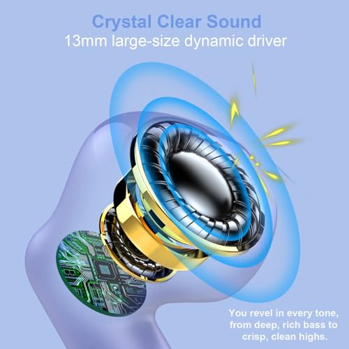 Wireless Earbuds, Bluetooth 5.4 Earbuds Stereo Bass, Bluetooth Headphones | in Ear Noise Cancelling Mic, Earphones IP7 Waterproof Sports, 32H Playtime USBC Charging Case Purple Ear Buds for Android iOS - color: Glossy Purple