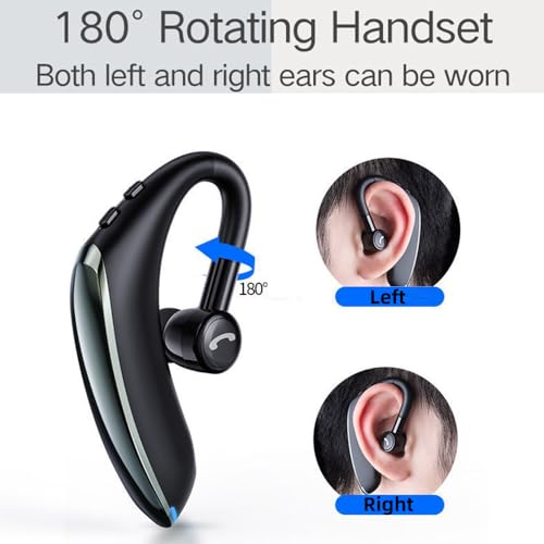AYI Bluetooth Earpiece Headphone Dual Noise Cancelling Mic Painless Open-Ear Handsfree Stereo Sound Left/Right Changeable Earhook Earphones for Driving/Business/Gym-Single Ear Headset F900 Black - color: Single Ear Headset F900 Black