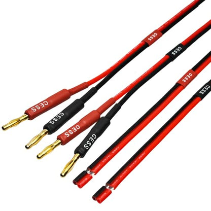 CNCESS Banana Plug to Bare Wire Open End Cable, 14AWG, 2-Pack (1 Foot) - size: 1 Foot