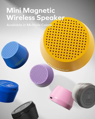 MOMAX Mini Portable Wireless Speaker - Magnetic Waterproof Speaker with Balanced Sound, 12H Playtime, Indoor Speaker True Wireless Stereo Pairing for Home, Bedroom, Bathroom, Gift Ideas, White - color: White