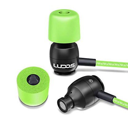 LUDOS Clamor Wired Earbuds in-Ear Headphones, 5 Years Warranty, Earphones with Microphone, Noise Isolating Ear Buds, Memory Foam for iPhone, Samsung, School Students, Kids, Women, Small Ears - Green - color: Green, style: 3.5 mm