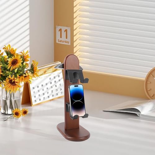 Zopsc Wooden Controller Stand, Gaming Headphone Holder, Walnut Desktop Display Organizer for 3 Controllers, Game Accessories