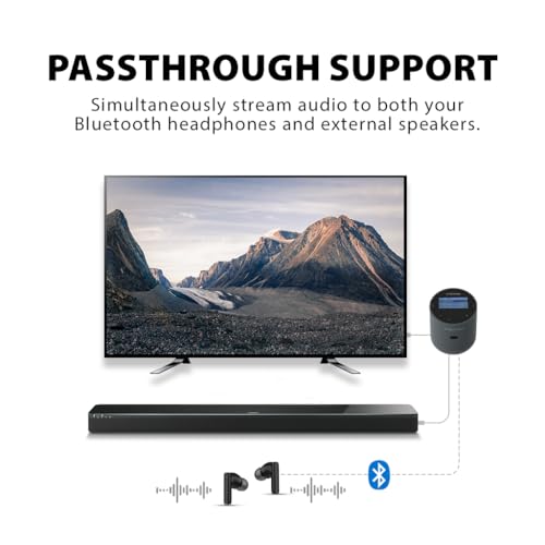 Avantree Orbit Pro - Bluetooth TV Transmitter with LCD and Remote | Connect AirPods or other headphones to TVs with optical or AUX output and adjust volume using the included remote. - style: Remote Control