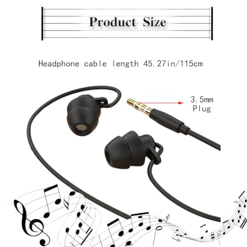 Sleep Earbuds Noise Cancelling in-Ear Sleep Earphones, Soft Wired Earbuds with Mic Volume Control for Small Ear Canal Sleeping Insomnia Side Sleeper Compatible with iPhone Samsung Huawei