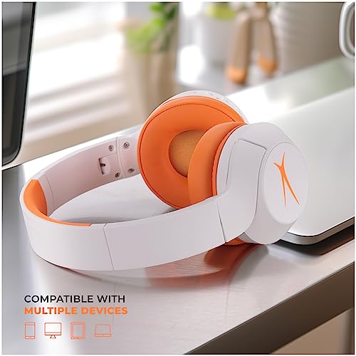 Altec Lansing - Kids Bluetooth Headphones, Wireless Over Ear - color: Whiteout Groovy Orange