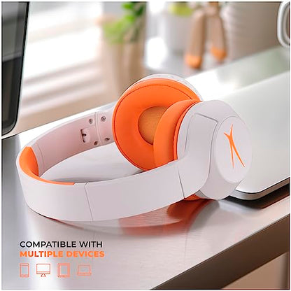 Altec Lansing - Kids Bluetooth Headphones, Wireless Over Ear - color: Whiteout Groovy Orange