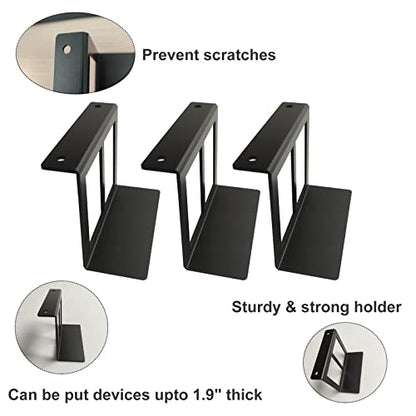 PIAOLGYI Under Desk Laptop Holder Mount with Screw,Bracket Devices Upto 1.9" Under Desk Mount for PS4,Cable Box,MacBook,Laptop & More（3 Pcs） - size: 1.9"