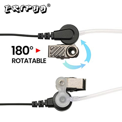 2-Pin Earpiece with PTT Mic for Motorola BPR40/CLS/DLR Series | 2-Way Radio Air-Tube Surveillance Headset (10-Pack)
