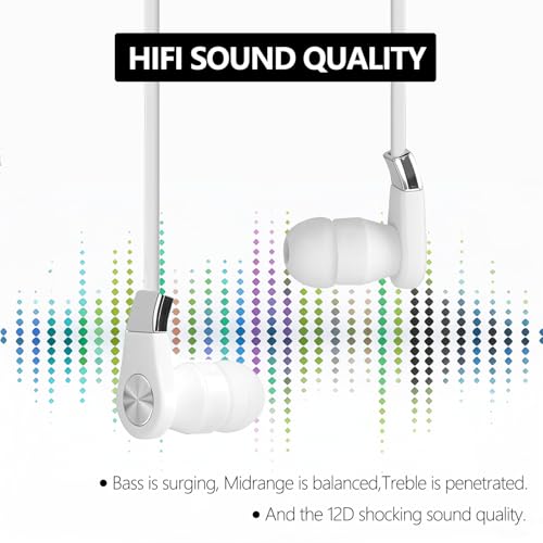 LANDIBO Type C Headphone, in-Ear Headphones with Volume Control, Built-in Microphone, Wired Earphones, Clear Sound Quality, bass Noise Cancellation, USB C Headphones Wired (White)