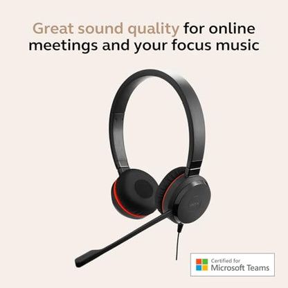 Jabra Evolve 30 II (2025 Edition) Wired Dual-Ear Headset with Mic, Black | 3.5mm Jack or USB-A/USB-C Connectivity, Noise-Cancelling Microphone, Microsoft Teams Certified, Call Control for Work Calls - color: Black, style: Teams Certified