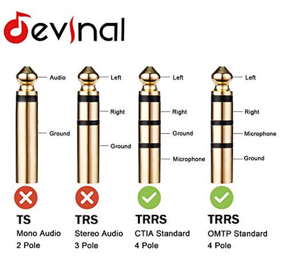 3.5mm TRRS Headphone Extension Cable, 1/8" inch Female 4-Pole to Male Extension Cord, Mini-Jack Aux Stereo Audio Connector 6.6Ft/2M (2 Pack) - size: 6 Ft