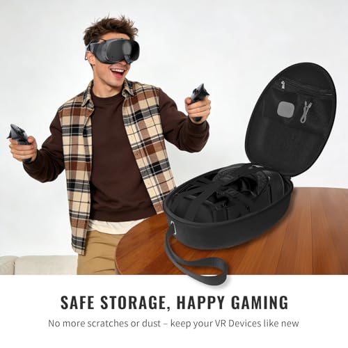Hard Shell Case Compatible with Steam Frame/Meta Quest 3/Apple Vision Pro, Portable Travel Storage for Steam Frame, 2 Steam Controllers, Data Cables and More,Hard Case for VR Headsets