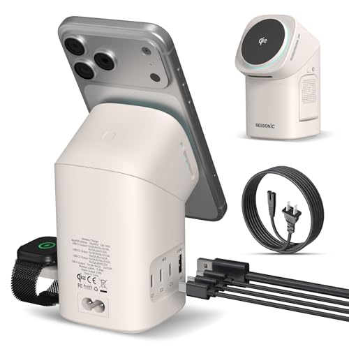 6-in-1 Charging Station, Desktop Charger with QI2 15W Wireless & 65W USB-C Hub, 3 USB-C + USB-A, Smart Power for iPhone, Android, Earbuds, Watch, Laptop for Office Desk & Nightstand (Desert) - color: Desert