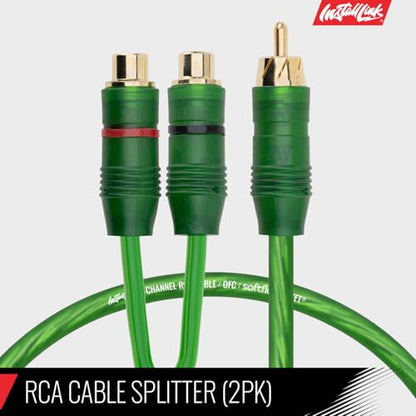 Install Link RCA Y Adapter Cable, 1-Male to 2-Female Splitter, 2-Pack (OFC) | Pure OFC Copper, 1ft, Feeds One Stereo Signal to Two Components, for Subwoofer, Home Theater, Car Audio Amplifier, Studio - color: Frosted Green, size: 1-Male to 2-Female