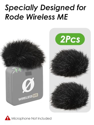 YOUSHARES Microphone Windscreen for Rode Wireless Me, Furry Pop Filter Wind Muff Compatible with Rode Wireless Me Wireless Microphone System, Reduce Background Noise Improve Sound Quality (2 Pcs)