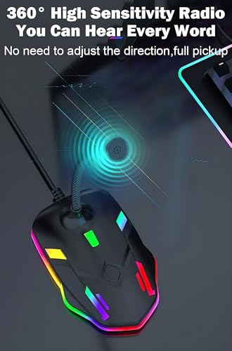 USB Computer Microphone with Mute Button&RGB Glowing Light Compatible with PC Laptop Desktop Win/Mac PS4/5,Play&Plug Gooseneck Microphone,Ideal Condenser Mic for Game,Podcast,Vocal,YouTube-M9