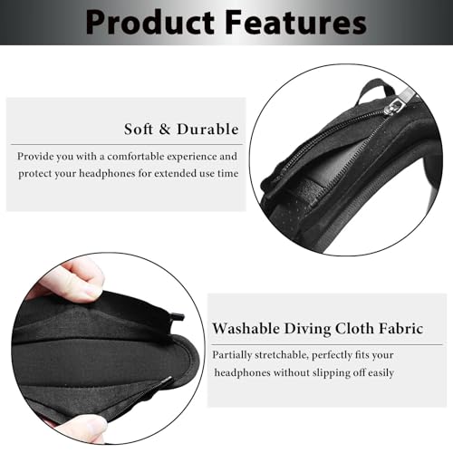 Adhiper Headphone Headband Cushion Cover for Pioneer DJ HDJ-X5, X7, X10, CUE1 & V-Moda Crossfade 2/3, M-10/M-100, LP/LP2 Headphones, 6mm Thick Soft Cover for Pressure Relief, with Hanging Loop