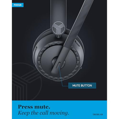 TREBLAB C7-Pro Wireless Bluetooth Headset, 60H Playtime, Bluetooth 5.3 | 40mm Drivers, Type-C Fast Charging, IPX4 Waterproof, Wireless Headset with Mic for Work, Home Office, Calls, Laptop, PC