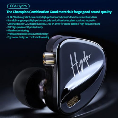 CCA Hydro in Ear Monitor Headphones with 4 Tuning Switches, 2DD 8BA Hybrid Driver Gaming Earbuds, HiFi Bass IEM Earphones for Musicians Singers Audio Engineers Audiophile Dj Drummers - style: With Mic