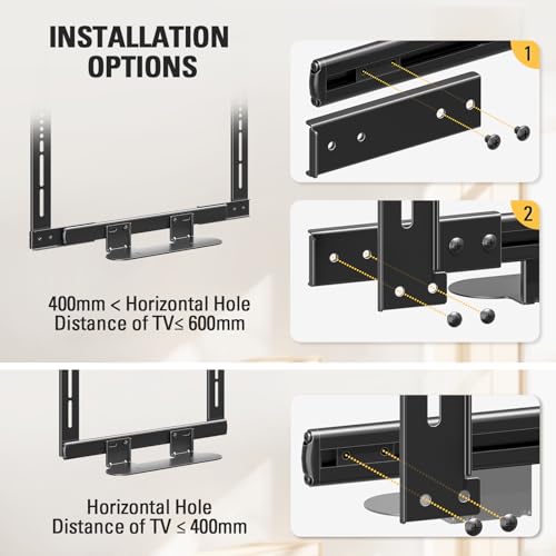 Mounting Dream Soundbar Mount with Easy Access Design for SONOS Beam, SoundBar Bracket with Sliding Block Fits TV up to VESA 600x400mm, Compatible with The Beam Constructed of Duty Aluminum Profile - size: Soundbar Mount for Sonos Beam